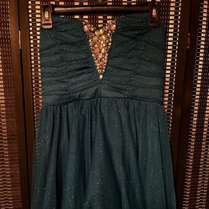 Trixxi Teal Strapless Sparkle and Rhinestones Dress